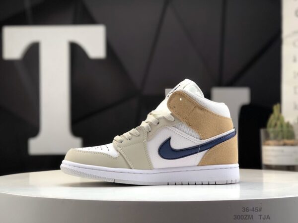 Air Jordan 1 Mid 'White Khaki Blue Void' DO6726-100 - Image 3
