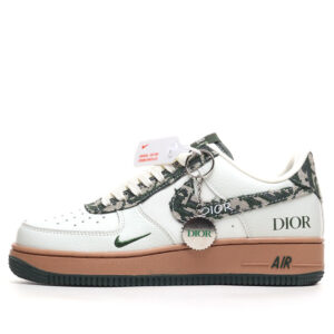 Customized Dior x Nike Air Force 1 Low White and Green Canvas
