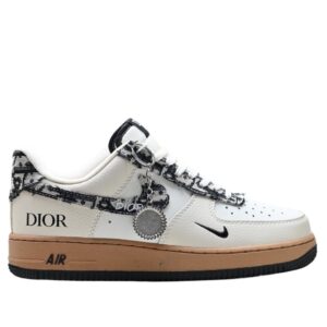 Customized Dior x Nike Air Force 1 Low White and Black Canvas