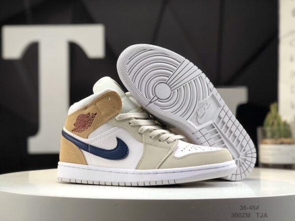 Air Jordan 1 Mid 'White Khaki Blue Void' DO6726-100 - Image 6
